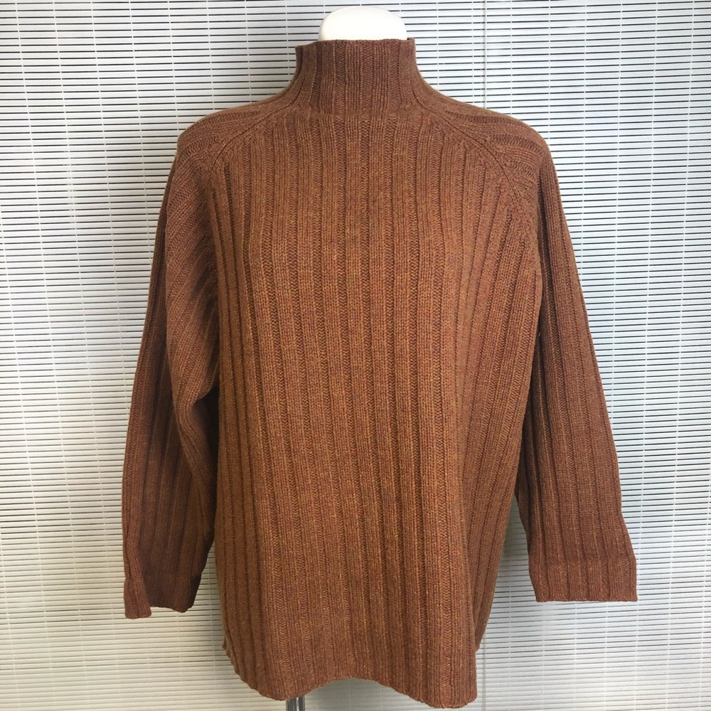 Burnt Orange Mock Neck Turtleneck Sweater